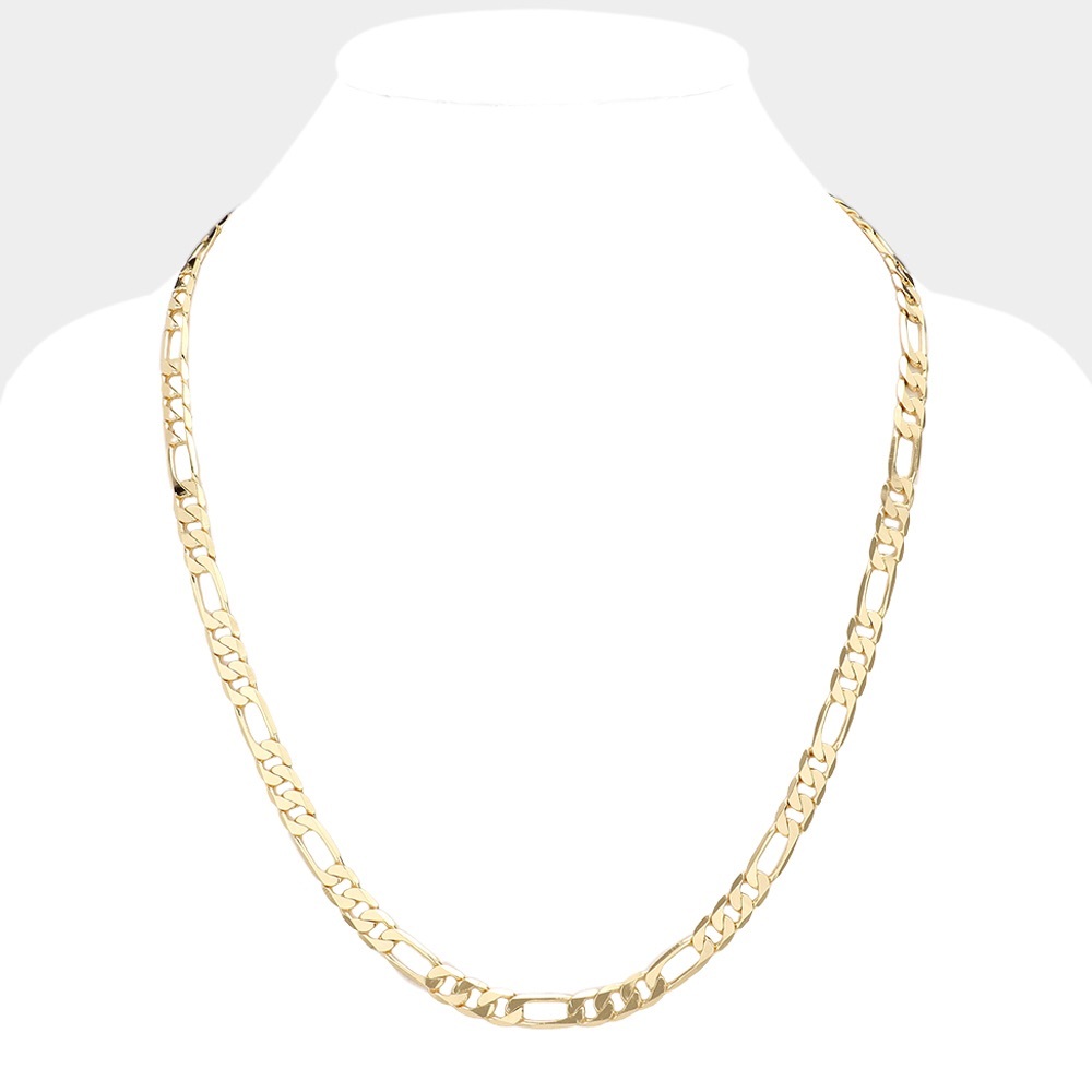 Gold Plated Figaro Metal Chain Necklace